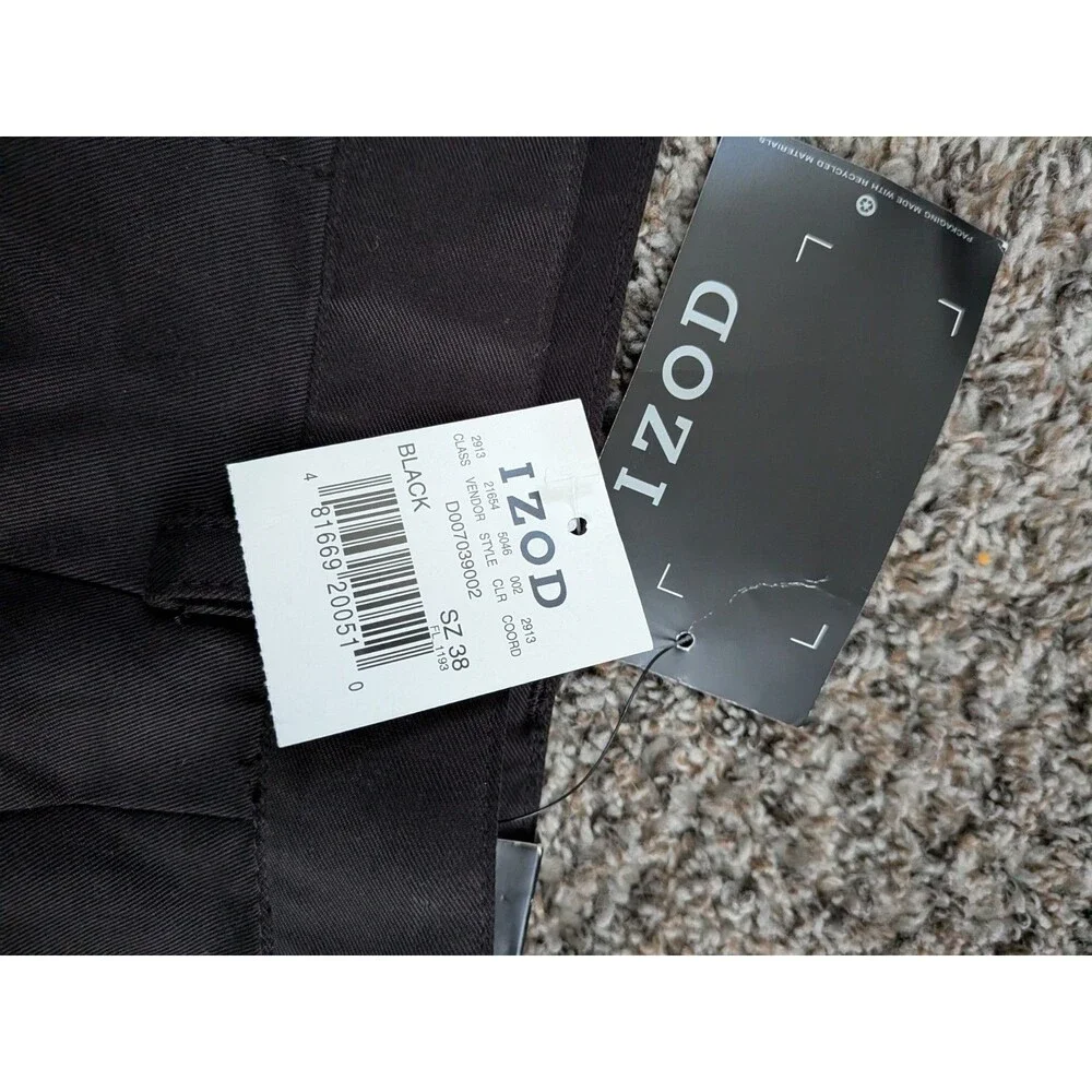 Izod Golf‎ Flat Front Pleated Shorts Men's Black Size 38 NWT